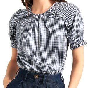 Lucky Brand Lauren Ruffle Gingham Blouse Size S